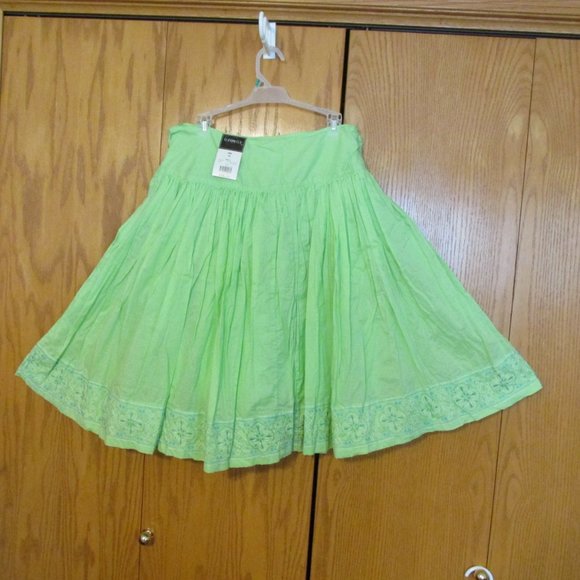 GEORGE WOMEN'S SIZE 10 SKIRT LIME GREEN W/ TURQUOISE EMBROIDERY FEMININE NWT - Picture 8 of 11
